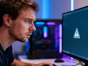 Kobieta korzystająca z laptopa przy biurku, symbolizująca proces logowania do systemu edukacyjnego.